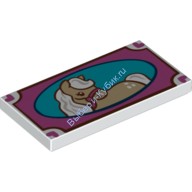 Деталь Лего Плитка 2 х 4 Лошадь в Рамке Цвет Белый