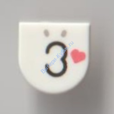 Деталь Лего Плитка 1 х 1 Полукруг с Рисунком Цвет Белый