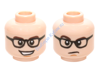 Деталь Лего Голова Минифигурки Двусторонняя Цвет Светло-Телесный