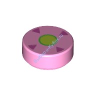 Деталь Лего Плитка Круглая 1 х 1 С Рисунком Цвет Ярко-Розовый