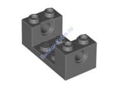 Деталь Лего Техник Кубик 2 х 4 х 1 1/3 С Пин-Отверстиями И Вырезом 2 х 2 Цвет Темно-Серый