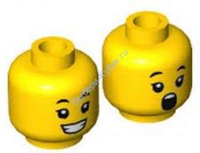 Деталь Лего Голова Минифигурки Двусторонняя Женская Цвет Желтый