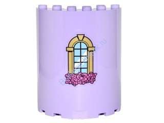 Деталь Лего Половина Цилиндра 3 х 6 х 6 С 1 х 2 C Вырезом С Рисунком Цвет Лавандовый