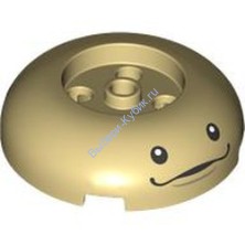 Деталь Лего Кубик Круглый Верхняя Часть Купола 4 x 4 С Утопленным Центром 2 x 2 С Рисунком Цвет Песочный