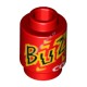 Деталь Лего Кубик С Рисунком Круглый 1 х 1 Открытый Штырек 'Buzz Cola' Принт Цвет Красный
