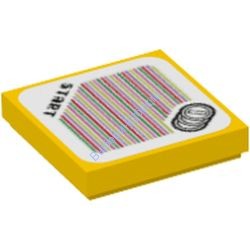 Деталь Лего Плитка 2 х 2 С Рисунком Цвет Желтый