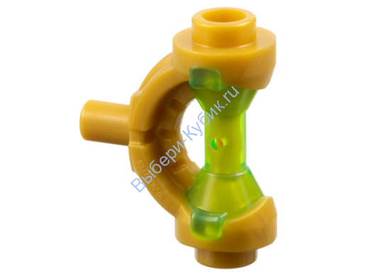 Деталь Лего Рукоять Изогнутая С Рисунком В Виде Ярко-Зеленых Песочных Часов Цвет Перламутрово-Золотой