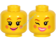 Голова Минифигурки LEGO Женская Двусторонняя Цвет Желтый (3626pb2713)