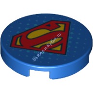 Деталь Лего Плитка Круглая 2 х 2 с Логотипом Супермена Цвет Синий