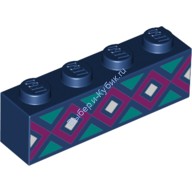 Деталь Лего Кубик С Рисунком 1 х 4 Рециркуляция Цвет Темно-Синий