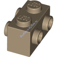 Деталь Лего Кубик Модифицированный 1 х 2 С Штырьками С Двух Сторон Цвет Темно-Песочный