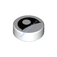 Деталь Лего Плитка Круглая 1 х 1 С Рисунком Цвет Белый