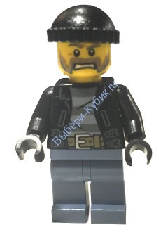 Police - City Bandit Male with Brown and Gray Beard, Black Knit Cap