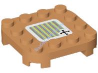 Деталь Лего Пластина Модифицированная 4 x 4 с Закругленными Углами и 4 Ножками С Рисунком Цвет Карамельный