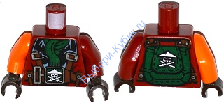 Деталь Лего Торс С Рисунком Цвет Темно-Красный