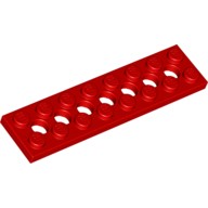 Деталь Лего Техник Пластина 2 х 8 С 7 Отверстиями Цвет Красный