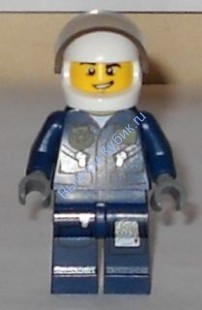   Минифигурка Лего Сити - Пилот полицейского городского вертолета, темно-синий комбинезон