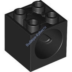 Деталь Лего Кубик Модифицированный 2 x 2 x 1 2/3 С Отверстием Для Червячного Винта 6L Цвет Черный