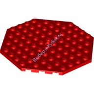 Деталь Лего Пластина 10 х 10 Восьмиугольник С Отверстием Цвет Красный