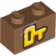 Деталь Лего Кубик 1 х 2 С Декором Цвет Карамельный