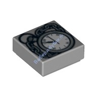 Деталь Лего Плитка 1 х 1 с Часами и Цепью Цвет Светло-Серый