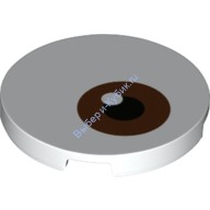 Деталь Лего Плитка Круглая 3 x 3 С Рисунком Карие Глаза Цвет Белый