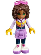 Friends Andrea, Medium Lavender Skirt, Ski Vest, Glasses (41323)