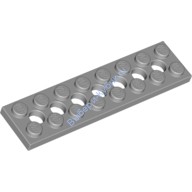 Деталь Лего Техник Пластина 2 х 8 С 7 Отверстиями Цвет Светло-Серый