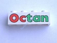 Деталь Лего Кубик С Рисунком 1 х 4 Октан Цвет Белый