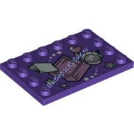 Деталь Лего Плитка Модифицированная 4 х 6 С Штырьками По Краям С Рисунком Цвет Темно-Фиолетовый