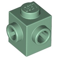 Деталь Лего Кубик Модифицированный 1 х 1 С Штырьками На Смежных Сторонах Цвет Песочно-Зеленый