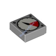 Деталь Лего Плитка 1 х 1 с Рисунком Монометра Цвет Светло-Серый