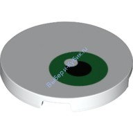 Деталь Лего Плитка Круглая 3 x 3 С Рисунком Зеленые Глаза Цвет Белый