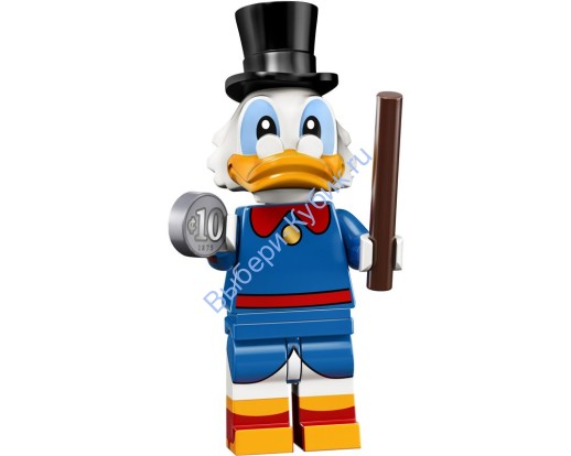 Минифигурка Лего Коллекционные В Упаковке (Полный Комплект С Подставкой И Аксессуарами) Скрудж Макдак