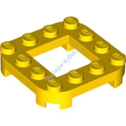 Деталь Лего Пластина 4 x 4 С Закругленными Углами И 4 Ножками И Вырезом 2 x 2 Цвет Желтый