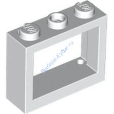 Деталь Лего Окно 1 x 3 x 2 Плоский Перед Цвет Белый