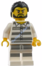 Mountain Police - Jail Prisoner 50380 Prison Stripes, Black Hair, Beard