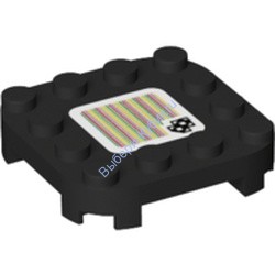 Деталь Лего Пластина Модифицированная 4 x 4 с Закругленными Углами и 4 Ножками С Рисунком Цвет Черный