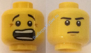 Деталь Лего Голова Минифигурки Двусторонняя Цвет Желтый (потертость улыбки)