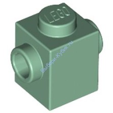 Деталь Лего Кубик Модифицированный 1 х 1 С Штырьками На Противоположных Сторонах Цвет Песочно-Зеленый