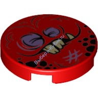 Деталь Лего Плитка Круглая 2 х 2 с Мордочкой Гоблина Цвет Красный