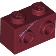 Деталь Лего Кубик Модифицированный 1 х 2 С Штырьками На Стороне Цвет Темно-Красный