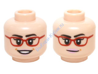 Деталь Лего Голова Минифигурки Двусторонняя Женская Цвет Светло-Телесный
