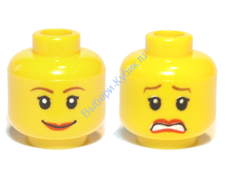 Деталь Лего Голова Минифигурки Двусторонняя Женская Цвет Желтый
