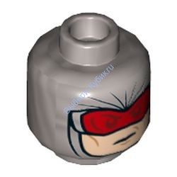 Деталь Лего Голова Минифигурки Двусторонняя Цвет Перламутрово-Светло-Серый