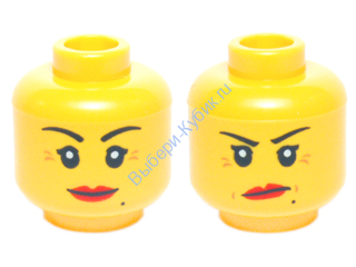 Деталь Лего Голова Минифигурки Двусторонняя Женская Цвет Желтый