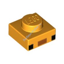 Деталь Лего Пластина 1 х 1 С Декором (Лицо Аксолотля В Майнкрафте) Цвет Ярко-Светло-Оранжевый