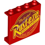 Деталь Лего Панель 1 х 4 х 3 С Боковыми Усилителями - Полые Штырьки Цвет Красный