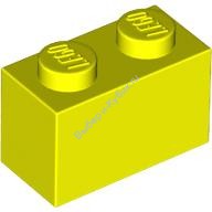 Деталь Лего Кубик 1 х 2 Цвет Неоново-Желтый