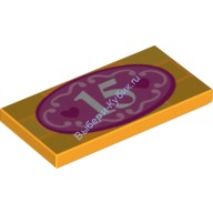 Деталь Лего Плитка 2 х 4 с Номером 15 Цвет Ярко-Светло-Оранжевый